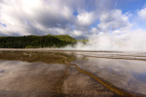 A view of the Grand Prismatic Spring at the Midway Geyser Basin in Yellowstone National Park.
